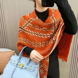 Scarves Belt Hems Rollerd Edge Cashmere Scarf Red Shawls Women Large Wool Silk Poncho Designer Handerchief Cape 130310P