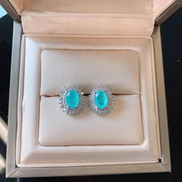 Cluster Rings High Quality Fashion S925 Silver Ring Light Blue Big Zircon Suitable For Couple Gifts