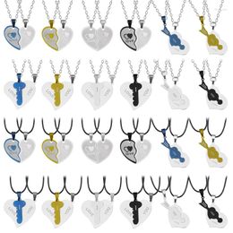 Pendant Necklaces DIY Metal Necklace For Women Men Couples Key Lock Arrow Heart Fashion Charm Jewellery Gifts Drop
