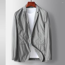 Men's Suits C-8217 Spring And Summer Casual Suit Micro Wrinkled Thin Solid Color Light Luxury Collar Sun Protection Jacket