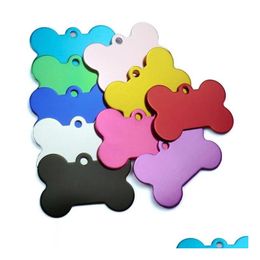 10 Colors 38Mm Dog Tag Bone Pet Identity Card Keychains Aluminum Alloy Pets Supplies Tags Drop Delivery