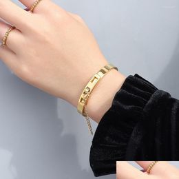 Bangle European And American Jewellery Chain Handcuff Style Buckle Adjustment Bracelet Titanium Steel Plating 2022 Korea Drop Delivery B Dha9V