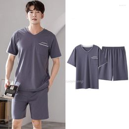 Men's Sleepwear Mens Big Size Lounge Wear Fashion Modal Pyjamas Summer Tshirt Shorts Nightwear Home Clothes 3xl 4xl Men Pijamas Suits