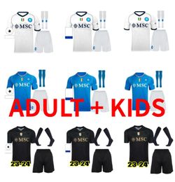 2023 2024 Napoli Futbol Formaları Maradona Lozano Kvaratskhelia 23 24 SSC Naples Maglia Anguissa OSIMHEN Erkek Çocuk Kiti Çorapları Tam Set