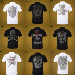 NEW PP Men's Polo Shirt Summer Skull Diamond Phillip Plain Short Sleeve Designer T Shirt Harajuku Tee Brand Skulls Print Tops Streetwear SP187