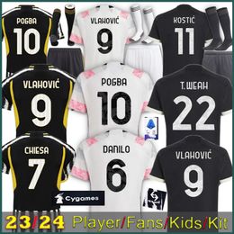 23/24 juventu soccer jersey home fans player version DI MARIA VLAHOVIC KEAN POGBA CHIESA McKENNIE LOCATELLI top jerseys JUVE Kits men Kids unifor