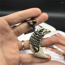 Pendant Necklaces Imitation Ivory Necklace Eagle Man Retro Women Jewelry Africa Tribal Style Yak Bone Amulet Gift