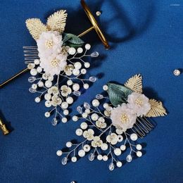 Hair Clips 1pair Wedding Comb Bride Jewellery For Women Pearl Floral Hairpin Tiaras Fashion Accessories