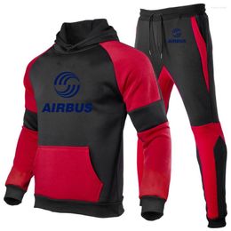 Men's Tracksuits 2023 Men Airbus Hooded Sweatshirts High Quality Two Piece Tracksuit Outfits Autumn And Winter Daily Casual Clothing Suit