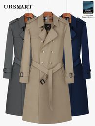 Men's Trench Coats Super long knee length trench coat men's double breasted khaki English style thickened wool liner windproof pure cotton jacket 230912