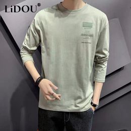 Men's T-Shirts Spring Autumn Fashion Trend Letter Print T-shirts Men Long Sleeve Loose Casual Tops Man Hip Hop All Match Y2K Male Street Wear 230912
