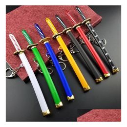 Keychains Lanyards 2022 Unique Zoro Buckle With Toolholder Scabbard Katana Sabre Keychain Key Ring Chaveiros For Lover Jewellery Dro Otj06