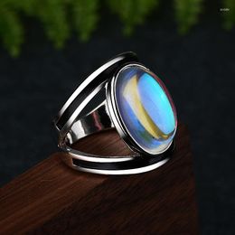 Cluster Rings Buyee 925 Sterling Silver Female Exaggeration Big Ring 18mmx15mm Oval Synthetic Moonstone Rock Punk For Women Party Jewellery