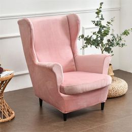 Chair Covers Soft Velvet Wing Cover Stretch Spandex Wingback Slipcovers Relax Single Armchair Sofa With Seat Cushion