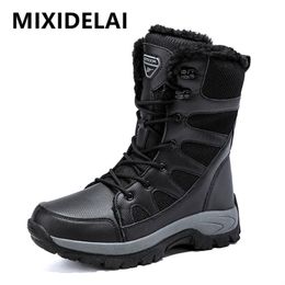 Dress Shoes Warm Plush Snow Boots Lace Up High Top Men Outdoor Waterproof Winter NonSlip Ankle Men's Motorcycle 230912