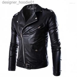 Men's Fur Faux Fur Men's Jackets PU Leather Jacket Men Zip Lapel Collar Punk Rock Outwear Coats Vintage Winter Thick Warm Casual Motorcycle L230913