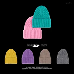Berets 9 ColorsWinter Warm Knit Beanie Hat For Men Women Ski Outdoor Kpop Y2k Caps Youth Boys GIRLS Style 21B025B