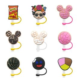 Mexican Style Straw Topper Charms Silicone Straw Cover Topper Cartoon Reusable Straw Charms