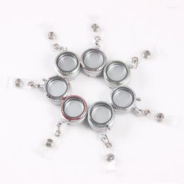 Keychains Mix Colours Rhinestone Screw Floating Charm Memory Locket 30mm Stainless Steel Retractable ID Badge Reel Lanyard Holders