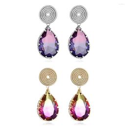 Dangle Earrings Crystal Zircon Water Drop For Women Retro Copper Female Hanging Earring Fashion Ear Jewellery Brincos