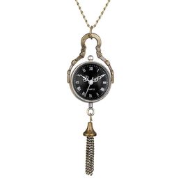 Antique Vintage Mini Glass Ball Bull Eye Design Pocket Watch Quartz Analogue Display Watches Necklace Chain for Men Women Gift295T