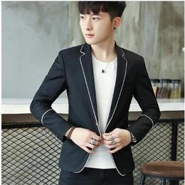 Men's Suits & Blazers 2021 Mens Clothing Casual Suit Jacket Drop Slim Fit M-3XL White Edge At Front Whole Black Grey Male249n