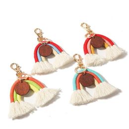 Rainbow Tassel Key Chain Ring For Ladies Handmade Keychains Boyfriend Gift Girl Cute Keychain Bag Charm Drop Delivery