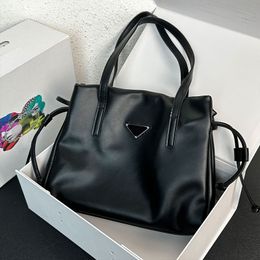 Tote Shopping Bag Women Handbag Purse Genuine Leather Fashion Letters Triangle Sign Drawstring Handbags Crossbody Shoulder Bags 28cm