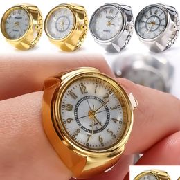 Rings Vintage Punk Quartz Finger Watch Ring For Women Men Gothic Es Digital Elastic Stretchy Jewelry Clock Gift 230407 Drop Delivery Dh4Qa