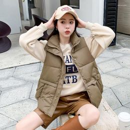 Women's Vests Autumn Winter Women Vest Lightweight Down Cotton Jacket Short Sleeveless Cardigan Puffer Korean Waistcoat