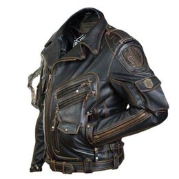 Men's Leather Faux Vintage Ghost Rider Motorcycle Multizip Jacket Lapel Pu Parka Plus Size Fat Singer Show Man 230912