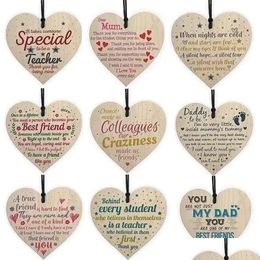 Christmas Decorations 9 Styles Wooden Hanging Heart Plaque Cute Valentines Day Gift Sign Party Tree Ornament Pendant New Drop Delivery Dhxql