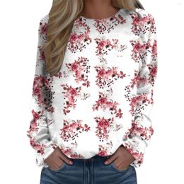 Women's Hoodies 2023 Floral Print Sweatshirt Women Harajuku Autumn Round Neck Pullovers Sweatshirts Ladies Casual Hoodie Tops Sudaderas