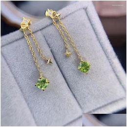 Stud Earrings Fine Jewellery 925 Sterling Sier Inset With Natural Gems Womens Luxury Fashion Star Peridot Ear Supports Detectio Drop Del Dho7G
