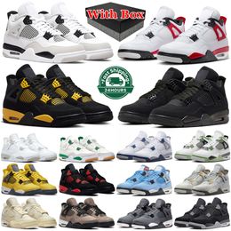 4s jumpman 4 With box basketball shoes men women Red Cement Thunder Frozen Moments Pine Green Military Black Cat Midnight Navy mens trainers sports sneakers