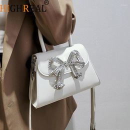 Evening Bags Fashion Rhinestone Big Bow Handbags Women Elegant Boutique Glittering Sequin Crossbody Ladies Black Purses High Quality