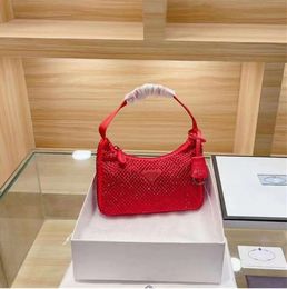Shoulder Bag Diamond Women Bag New Crystal Handbags Summer Fashion Underarm Purses Luxury Totes Bling Nylon Quality Classic Shiny French minority