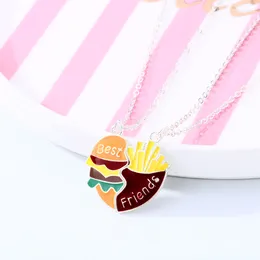 Pendant Necklaces Cartoon Hamburger French Fries BFF Friendship Creative Jewelry Christmas Gift