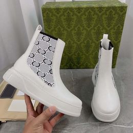 Designer Boots Classic Women Boot Combat Cadle Martin Scarpe in pelle Biker Bike Miovose per scarpe Stretch Fabric Platform Fid-Top Booties