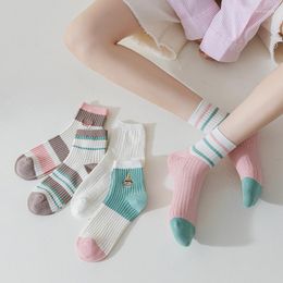 Women Socks College Style School Girls Short Fashion Striped Cotton Breathable Low Cut Ankle Casual Harajuku Sports