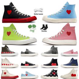 Scarpe di tela di alta marca da donna da uomo alte vintage Commes Des Garcons X anni '70 All Star Classic 70 Chucks Taylors basse multi-cuore scarpe da ginnastica sportive sneakers