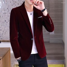 Men's Suits 2023Boutique Fashionable Velvet Suit For Young Men Slim Casual Handsome Trend Small Formal Single West Coat