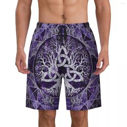 Men's Shorts Tree Of Life With Triquetra Print Swim Trunks Quick Dry Beachwear Beach Board Viking Norse Yggdrasil Boardshorts