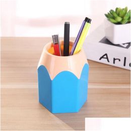 Desk Drawer Organisers Wholesale Cute Pop Creative Pen Holder Vase Colour Pencil Box Makeup Brush Stationery Accessories Gift Storage S Dhc7B