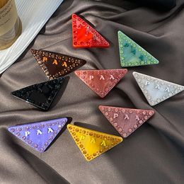 Italian Designer Triangle Hair Clips Vintage Colourful Diamond Barrettes Designer Brand Charm HairJewelry New Style Side Hair Clips Classic Womens Headwear