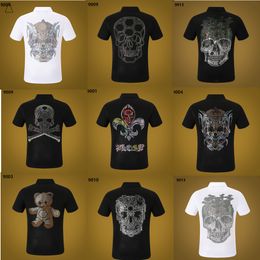 PP Men's Polo Shirt Summer Skull Diamond Phillip Plain Short Sleeve Designer T Shirt Harajuku Tee Brand Skulls Print Tops Streetwear SP187