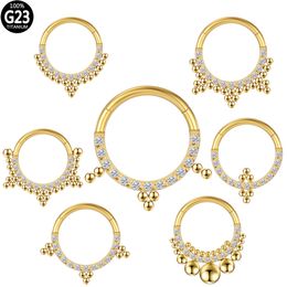 Piercing Industrial Titanium Septum G23 Cartilage Helix Labret Gold Nose Ring Hoop Septum Sexy Clicker Women Labret Body Jewellery