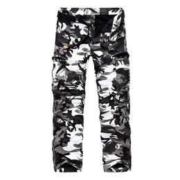 Men's Pants HoHigh quality men's jeans camouflage hunting pants multipocket army without belt 230912