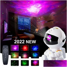 Night Lights Astronaut Led Light Galaxy Star Projector Remote Control Party Usb Family Living Children Room Decoration Gift Ornament D Dhzbl