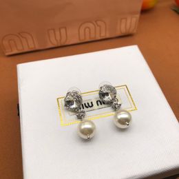 Wholesale M IU French ins style style explosive temperament light luxury compound Cuban Rock pearl earrings earrings earrings 925 silver pin stud earrings